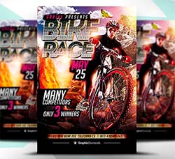 单车竞赛海报/传单模板：Bike Race PSD Flyer